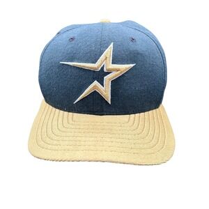 Vintage Houston Astros New Era Snapback Hat Gold Shooting Star Wool Made USA